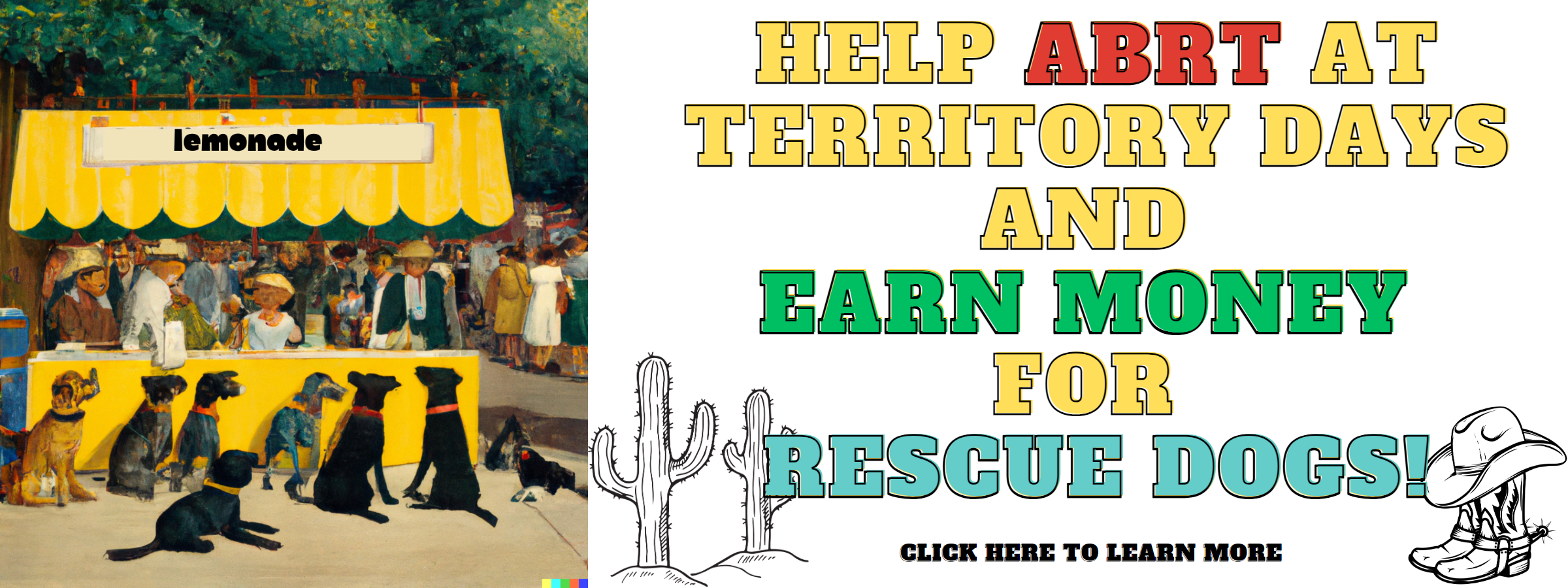 Earn money for rescue dogs by selling lemonade at Territory Days!